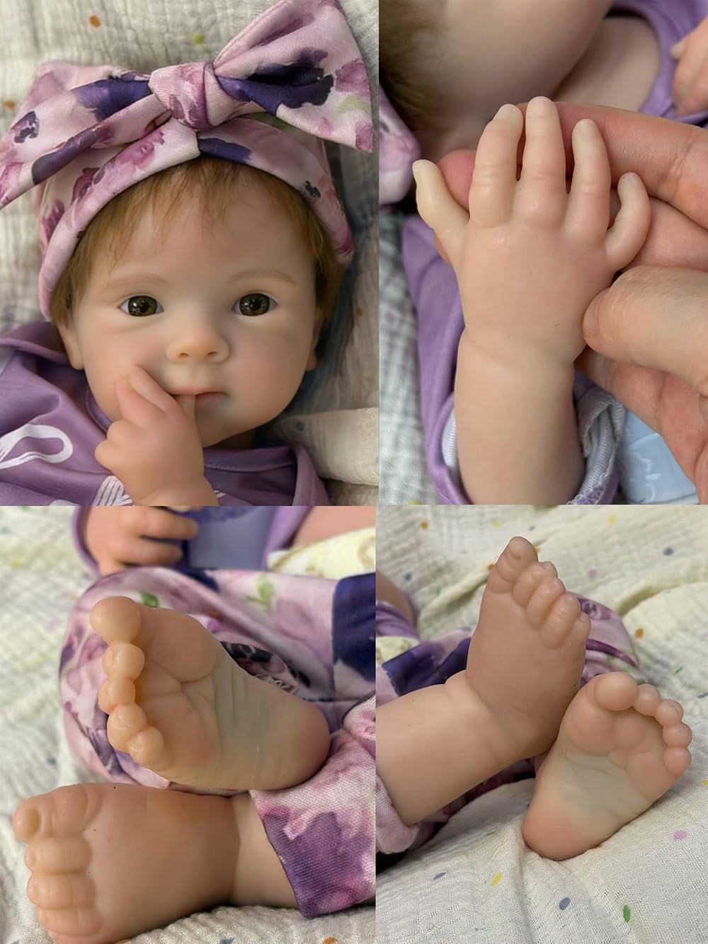 Aniiyy 18Inch 6.39lbs Full Silicone Baby Doll Can Open Mouth Soft Silicone Anatomically Correct Reborn Girl Dolls with Hand Rooted Hair - Bettie