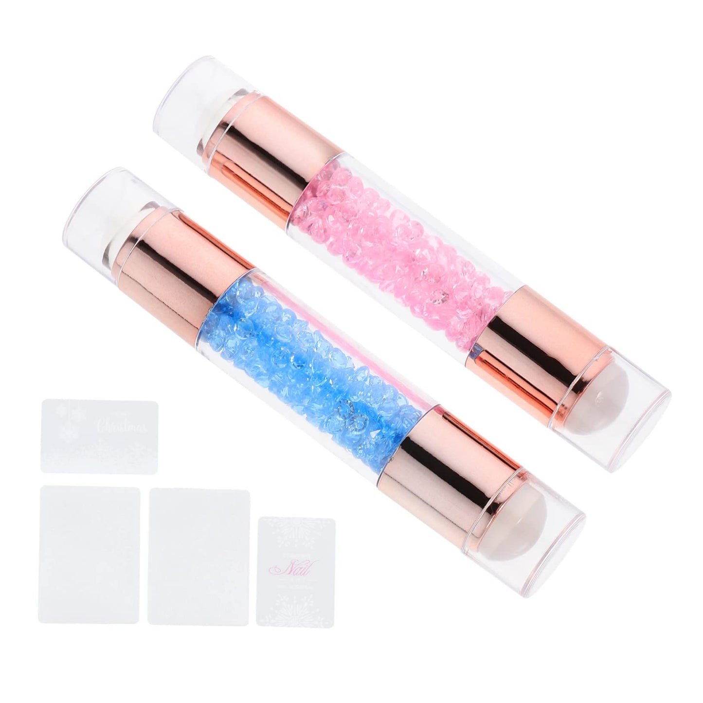 2Pcs Dual-Ended Nail Art Silicone Stamper Set for Diy Manicure Clear Stamping Tools for Home and Salon Use