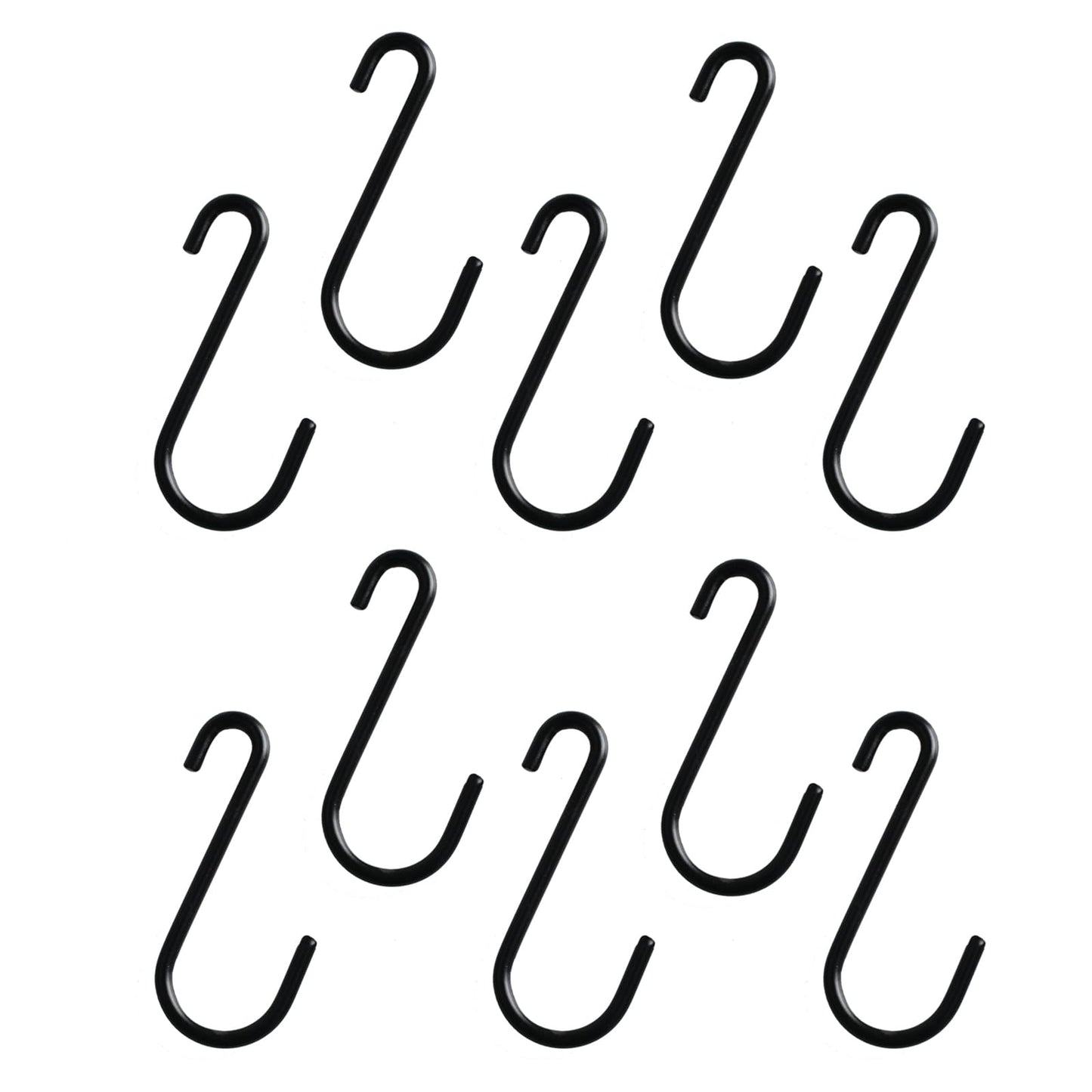 dophee 10Pcs 3" S Hooks for Hanging Plants, Black Heavy Duty Metal S Shaped Utility Hooks for Hanging Cups Jeans Clothes Bages Towels Purse Jewelry Pot Pans Baskets