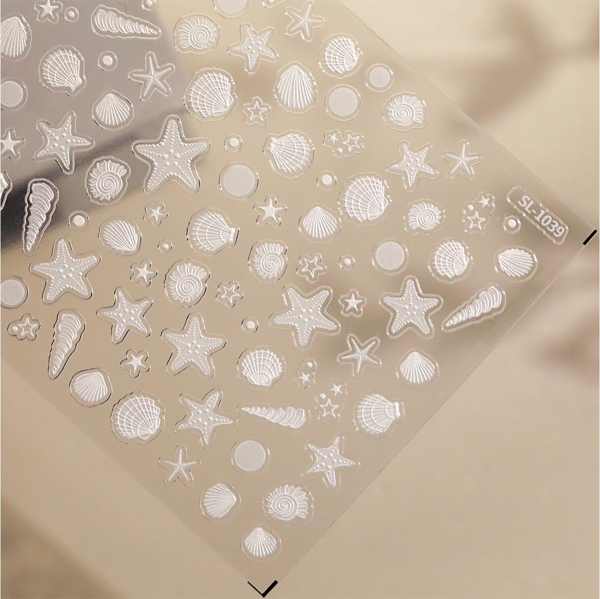 SIMAYKUWA Summer Ocean Style 5D Embossed Dream Shell Starfish Jellyfish Beach Nail Stickers - DIY Nail Art Decorations for Summer Vacation A Set of 3 Sheets