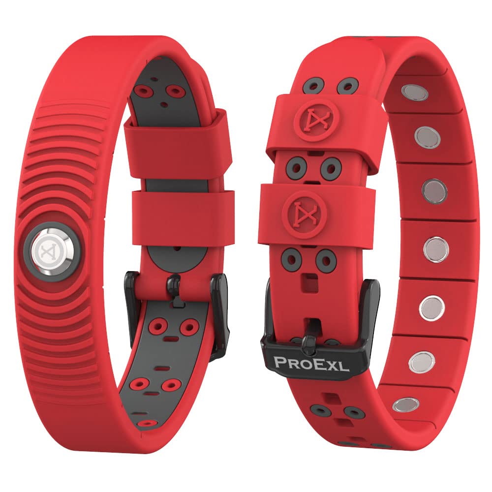 PROEXL 18 MAX Sports Magnetic Bracelet - Waterproof - Breathable Strap - Super Strength - Red Gray