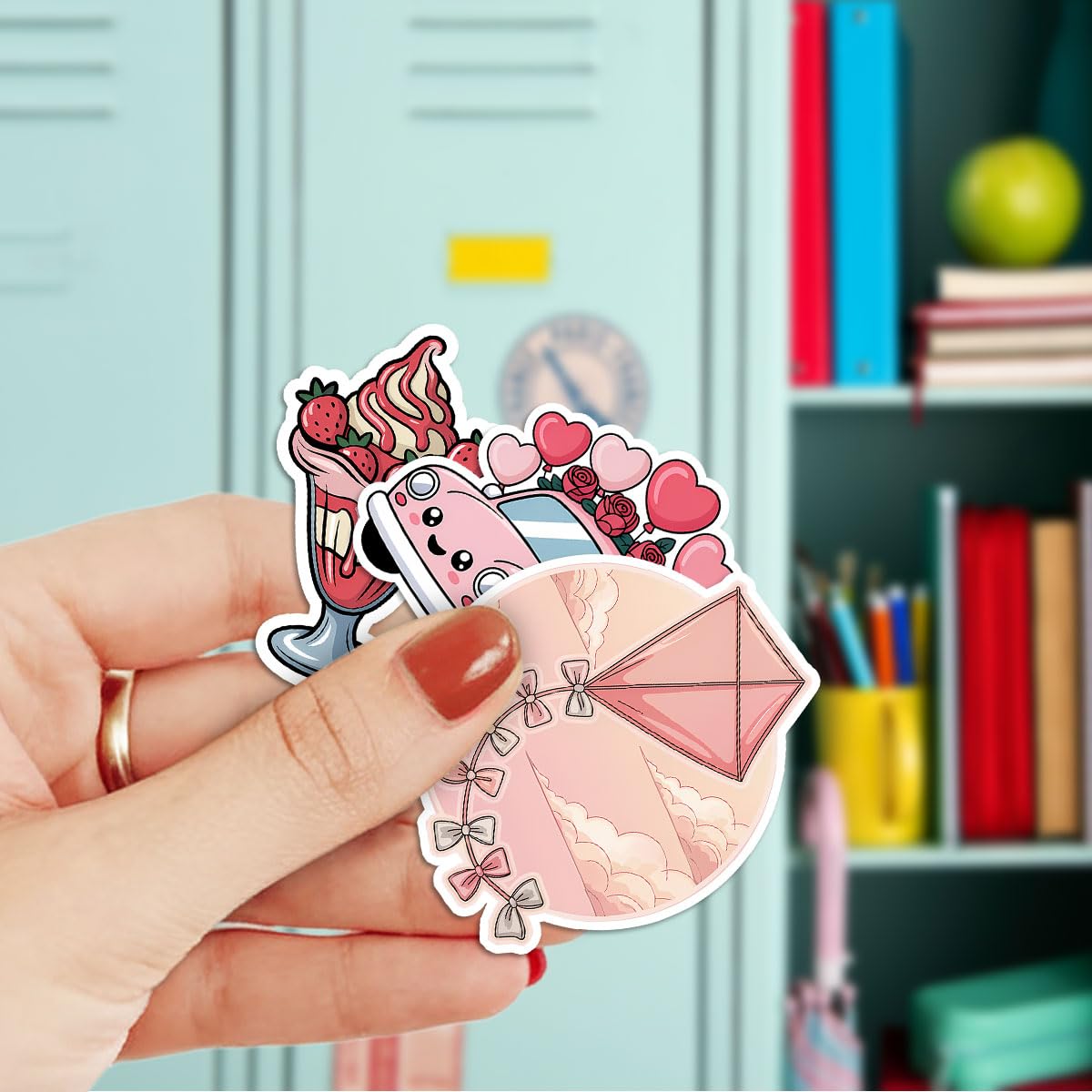 60 Pcs Cute Kawaii Valentine Stickers Pack – Romantic Love Heart, Donut, Bear & Cupcake Vinyl Decals for Water Bottles, Laptops, Journals & Gift Wrapping, Aesthetic Pink Love Stickers Set (Valentine3)
