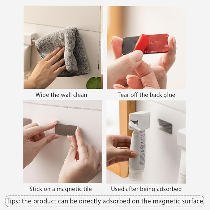Magnetic Toothpaste Squeezer,Toothpaste Seat Holder Tube Squeezing Aids,Wall-mountable Dispens for Toothpaste Sauces Cosmetics Ointments Paints