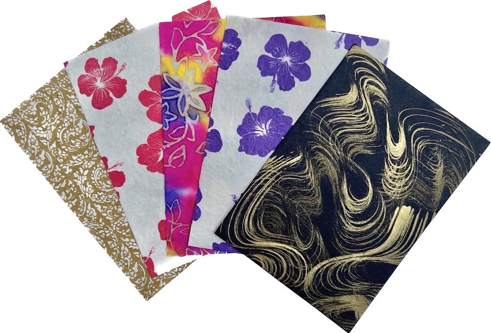 Handmade Mulberry Paper Sheets Thick A4 Variety Textured Patterns for Painting, Writing, Decorative Card Making DIY Craft, 20pcs