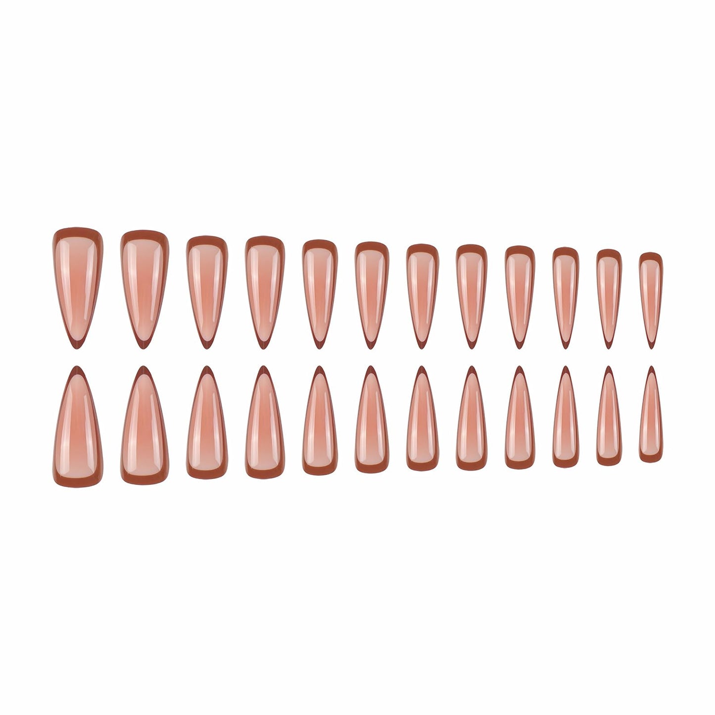 MISUD Press on Nails - Long Stiletto Fake Nails with Fall Acrylic Brown Ombre Design 24 pcs