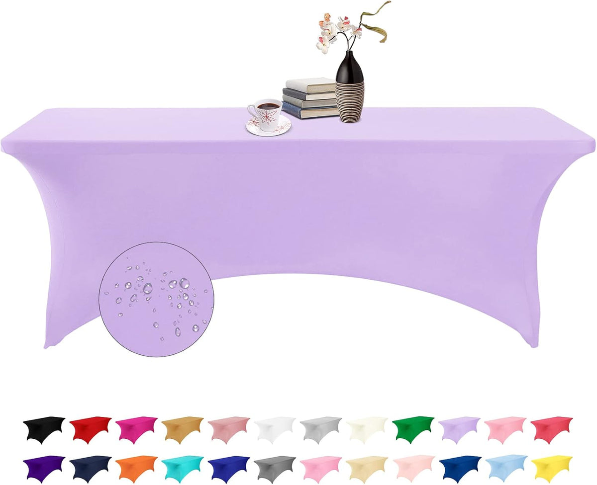 Spandex 8ft Waterproof Table Cover for Party,Wedding, Banquet, and Events(Lavender)