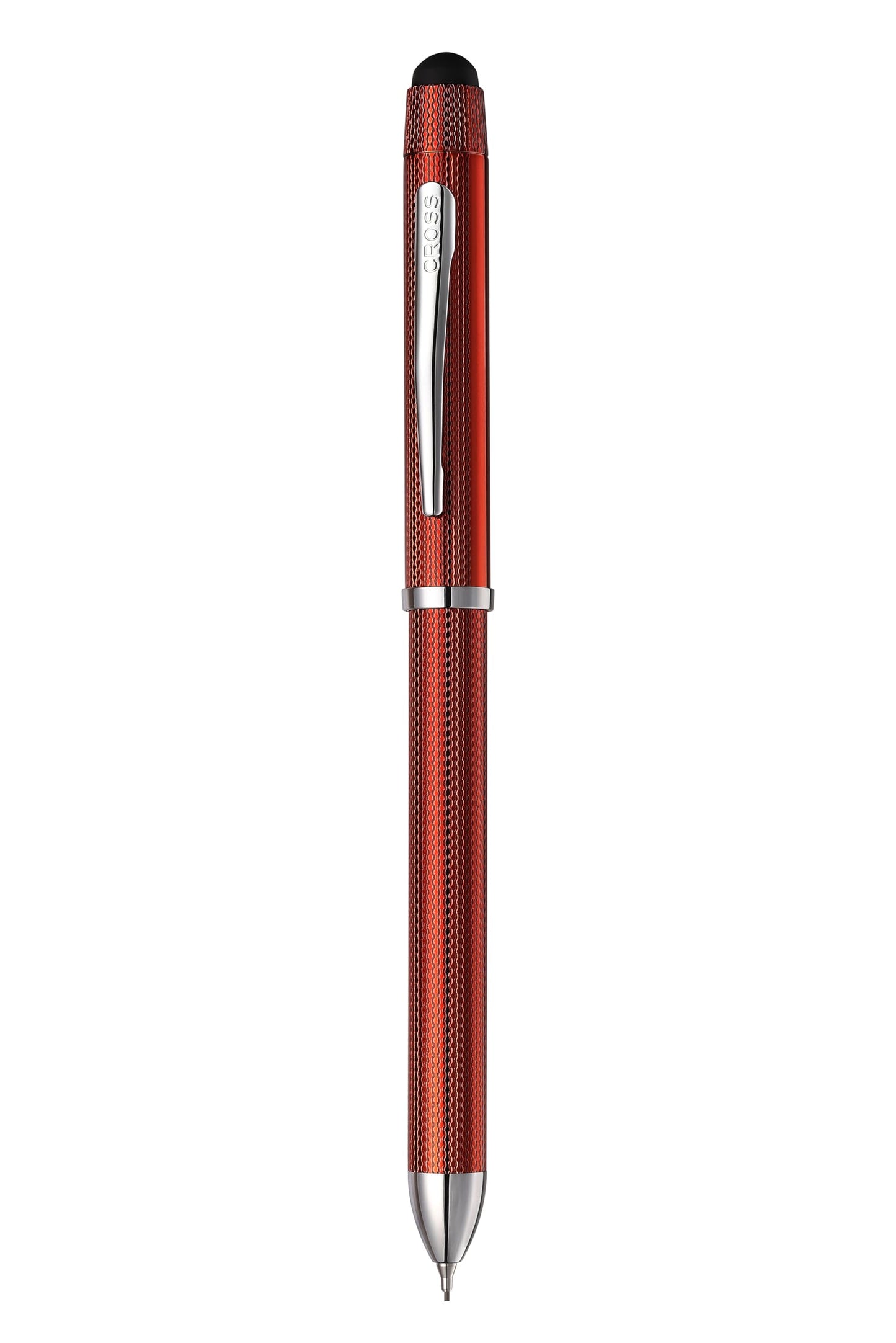 Cross Tech3+ Engraved Refillable Multi-Function Ballpoint Pen with Stylus, Medium Ballpen And Pencil, Includes Premium Gift Box - Translucent Red