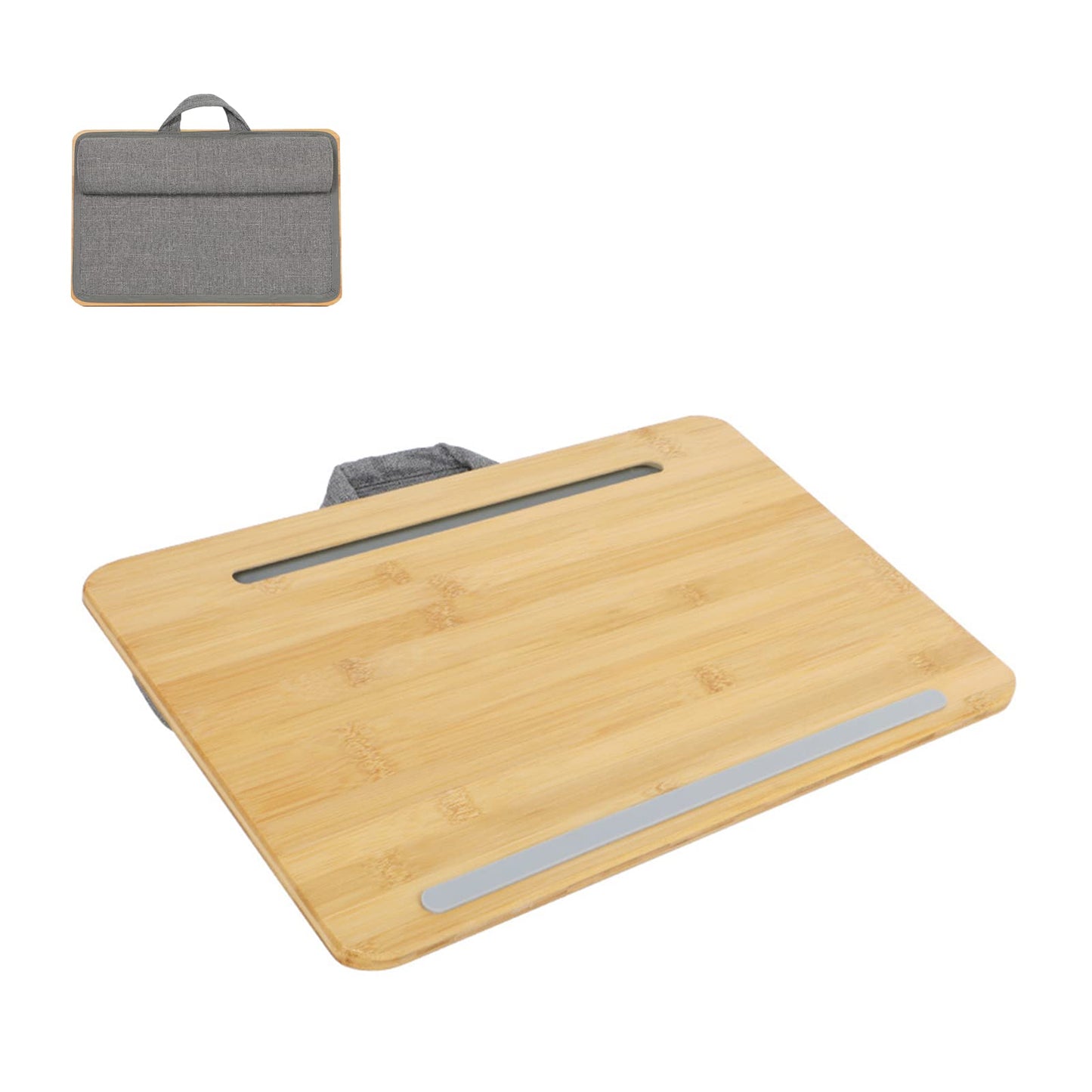 SUMISKY Portable Laptop Desk with Cushion and Phone Holder Bamboo Laptop Stand for Sofa Fits Up to 14 Inches