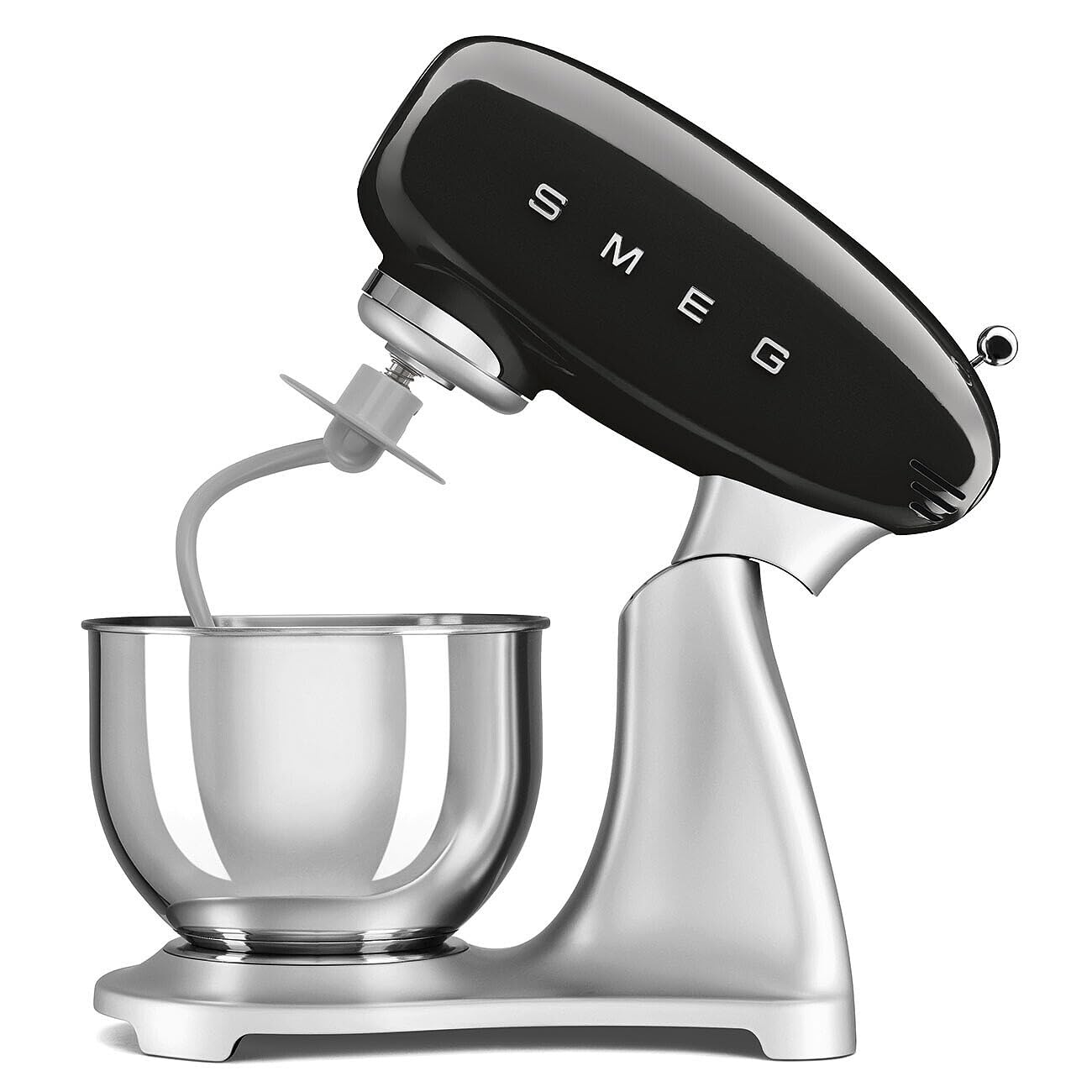 SMEG SMF04 5-Qt Classico Stand Mixer with Smooth Start & SteadyMix, 600W Motor, 10 Speeds, Stainless Steel Bowl & Pour Shield – Retro 50’s Style Planetary Mixer for Dough, Baking & Desserts-Black