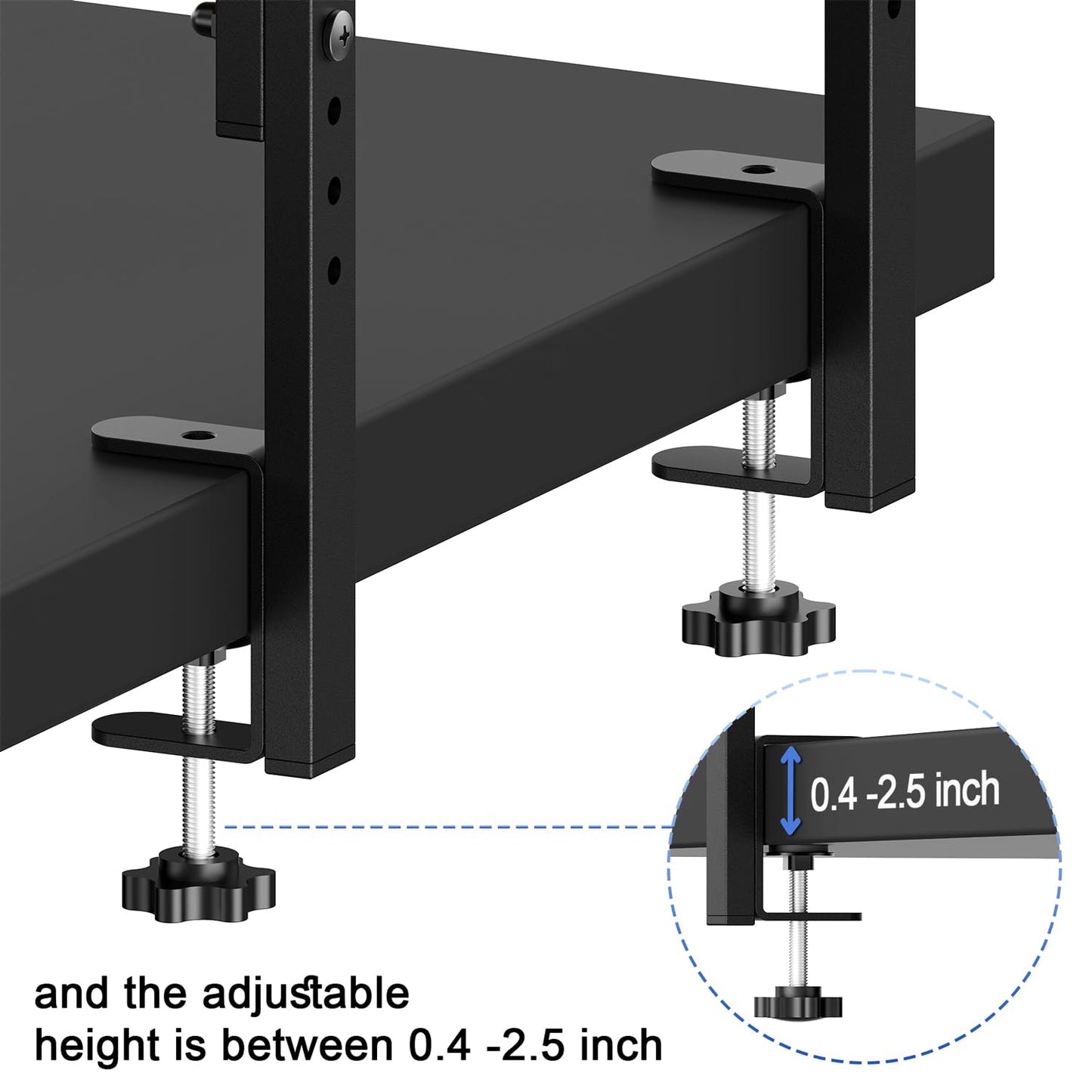 OUTIOE 2-Tier Desk Shelf, Expandable Under Desk Storage, Clamp on Desk Shelf, Desktop Accessories for Offices, Study Rooms, and Game Rooms (Wood)