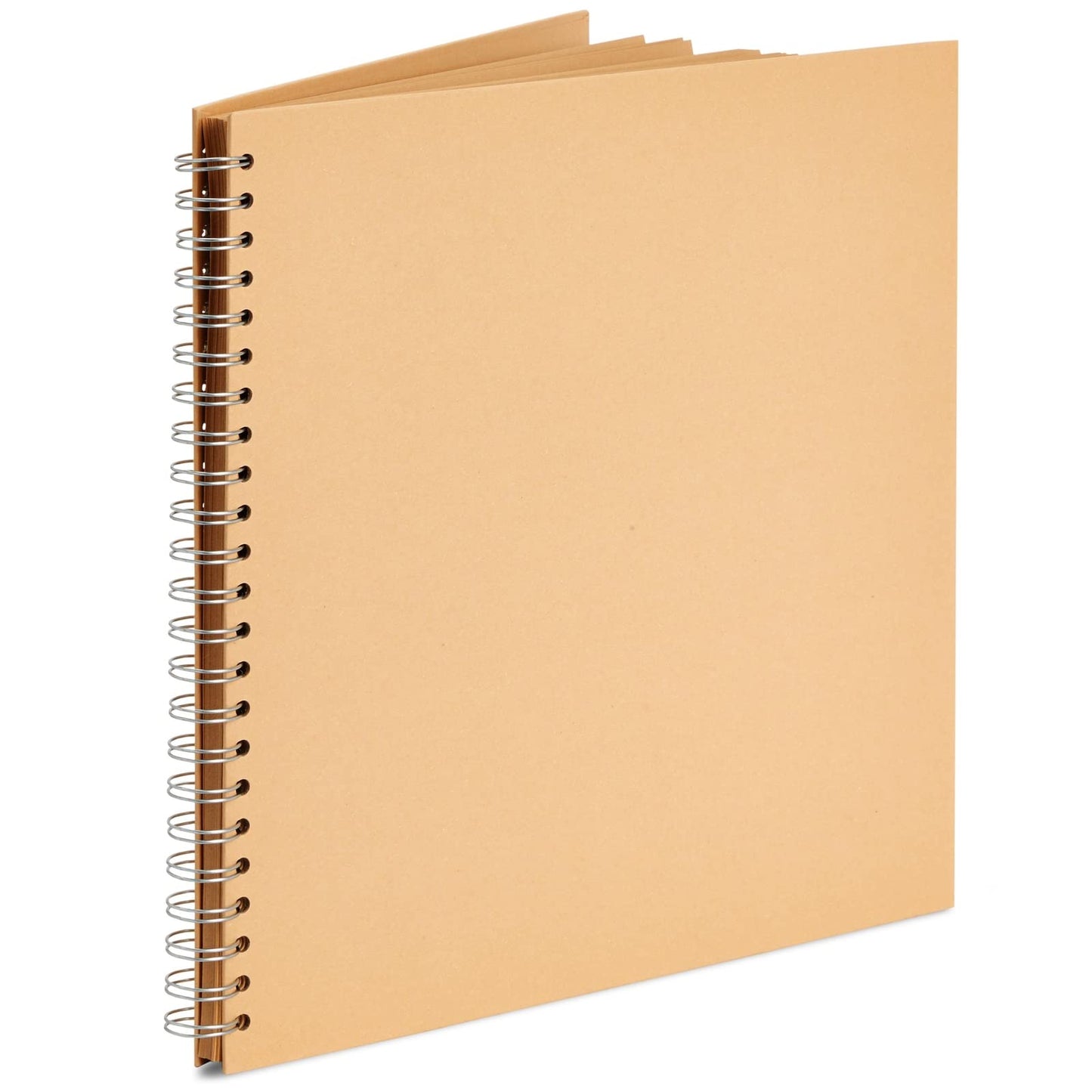 Paper Junkie Spiral Bound Scrapbook Album - 12 x 12 In, Kraft Hardcover, 40 Sheets (80 Pages) - Blank Kraft Paper Pages Lay-Flat for Drawing & Writing - Scrapbook Journal