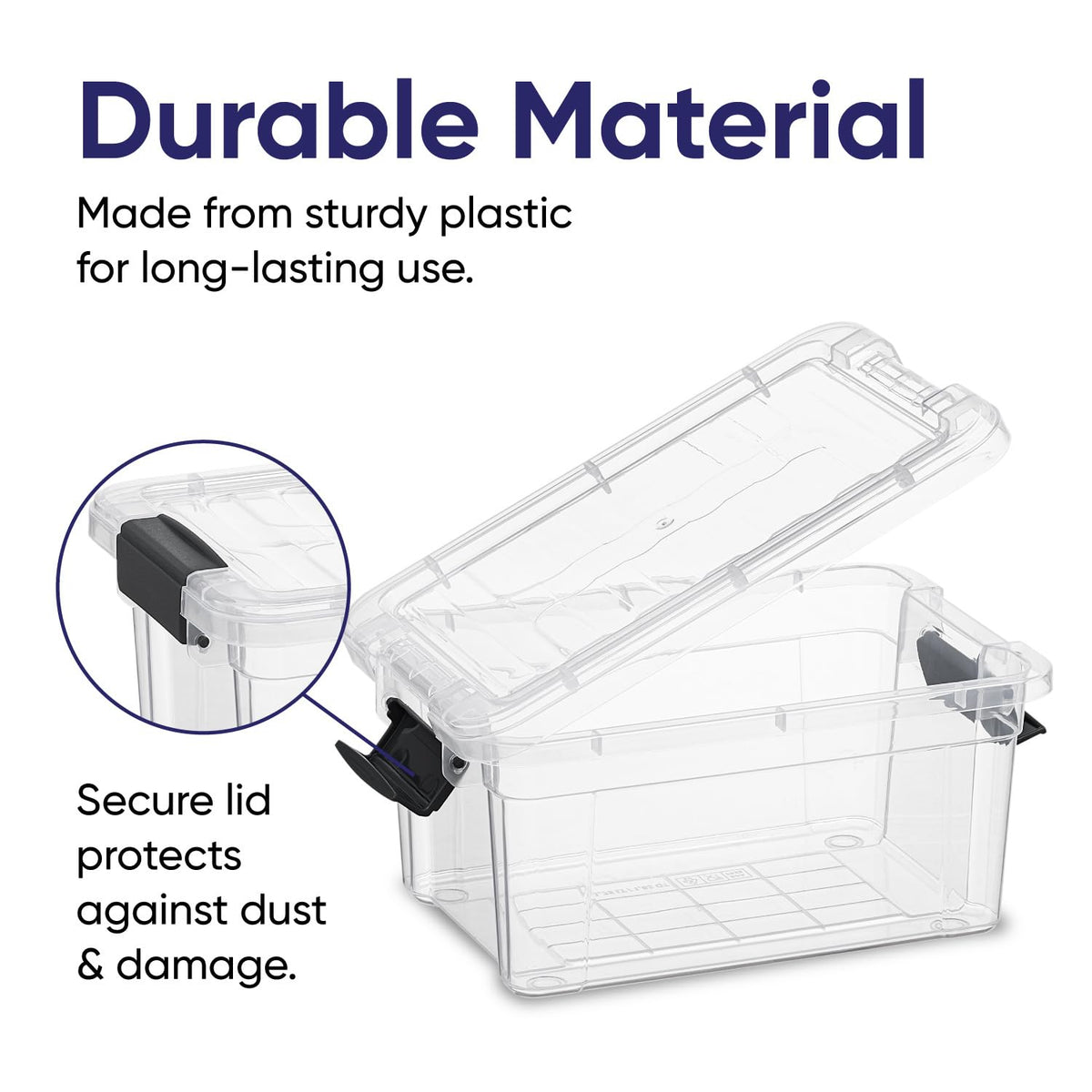 1.05 Quart Mini Clear Plastic Storage Container with Lid (2 Count)