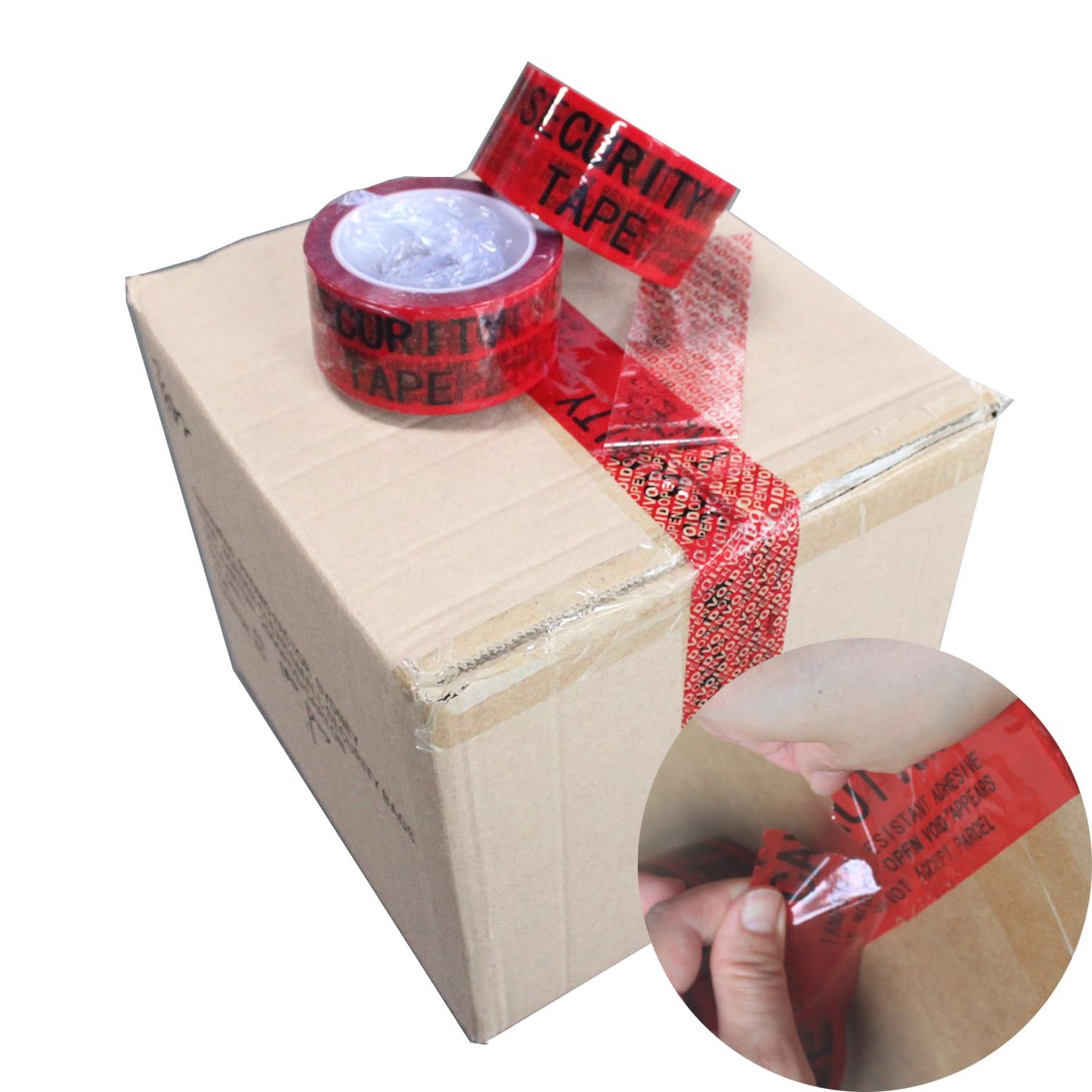TamerSeals Group - 1 Roll Easy-to-Tear 100% Total Transfer Tamper Evident Security Packing Tape (Hand Tearable - No Scissors Needed, Ultra-Thick “Void” Film, 2 Inches x 55 Yards x 2 Mil, Red)