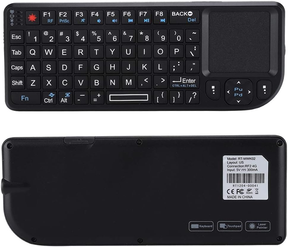 2.4GHz Touchpad Keyboard,A8 Mini Rechargeable Ultra-Thin Mini USB Backlit Keyboard with IR Light for HTPC for PS3/4 for 360 and ONE(QWERTY Keypad)