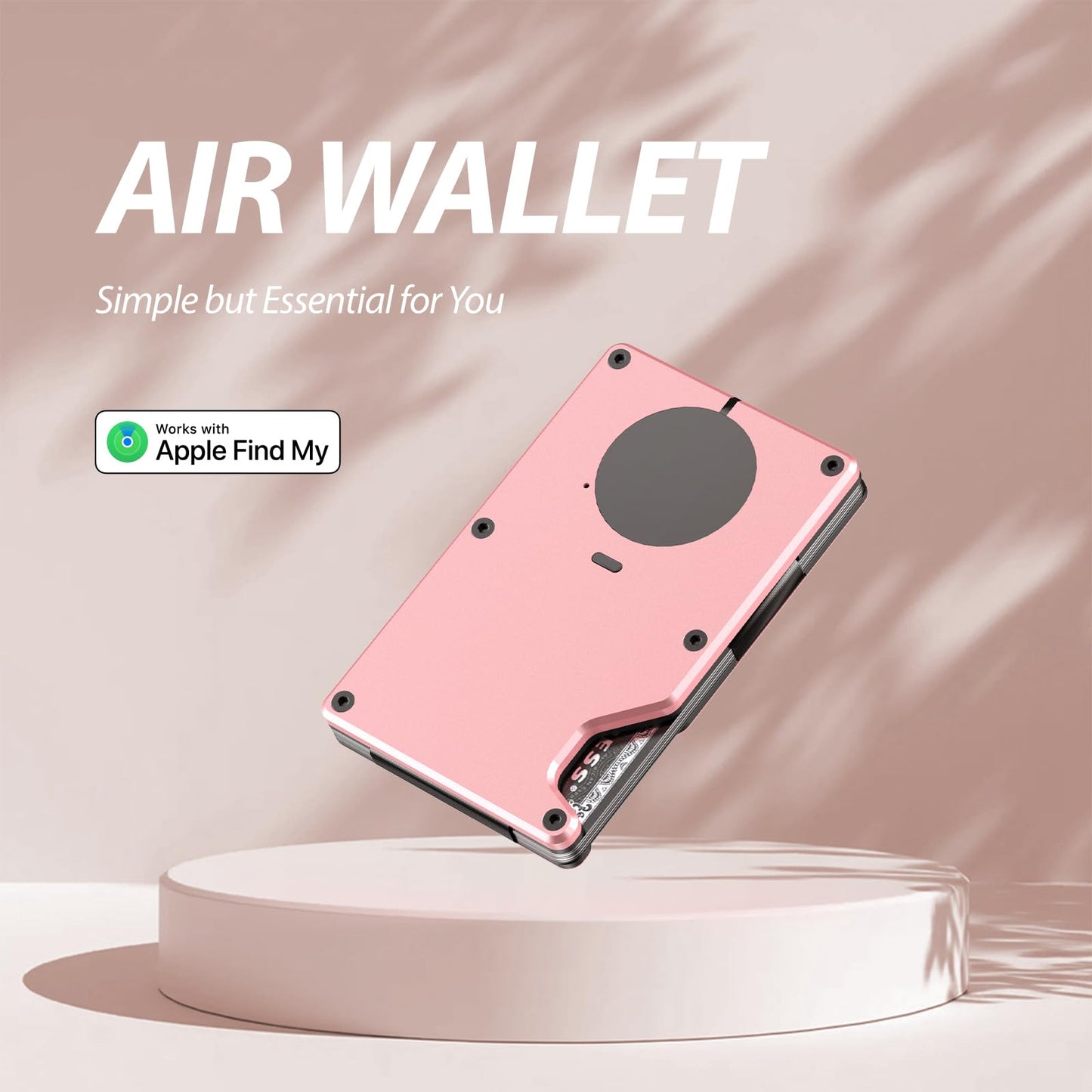 Air Wallet, Built-in Tracker Slim Wallet, Smart Wallet with Money Clip, Compatible with FindMy Network(iOS Only), Anti-Theft Card Holder, *Gift for Men (Tracker Wallet,Macaron Powder)