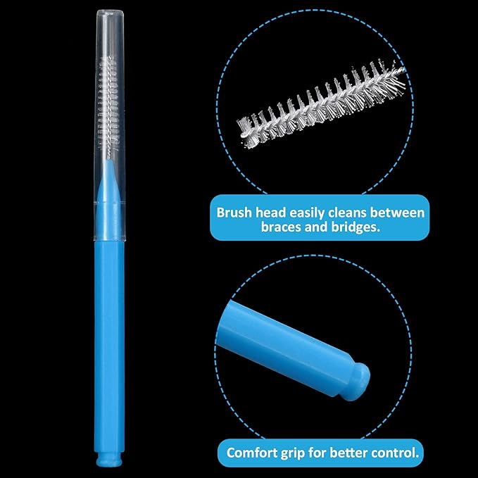 Patelai 100 Pieces Braces Brush for Cleaner Interdental Brush Toothpick Dental Tooth Flossing Head Oral Dental Hygiene Flosser Toothpick Cleaners Tooth Cleaning Tool(Mixed Colors,Mixed Sizes)