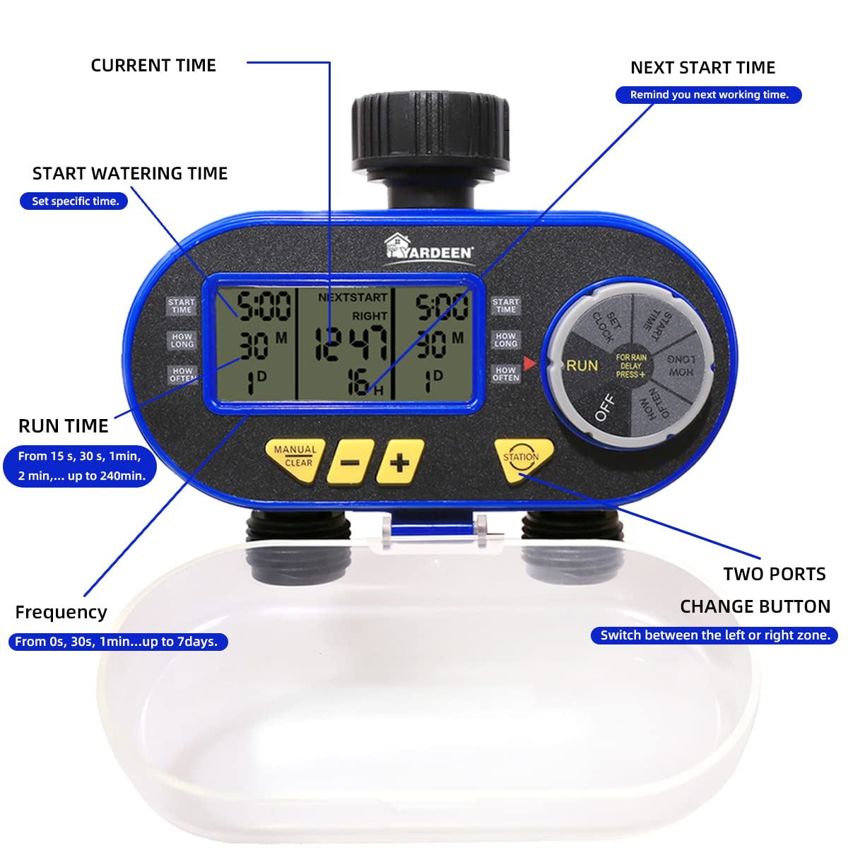 Sprinkler Timer,Outdoor Water Timer for Garden Hose, Programmable with Rain Dela Garden Electronic Irrigation Controller System Color Blue