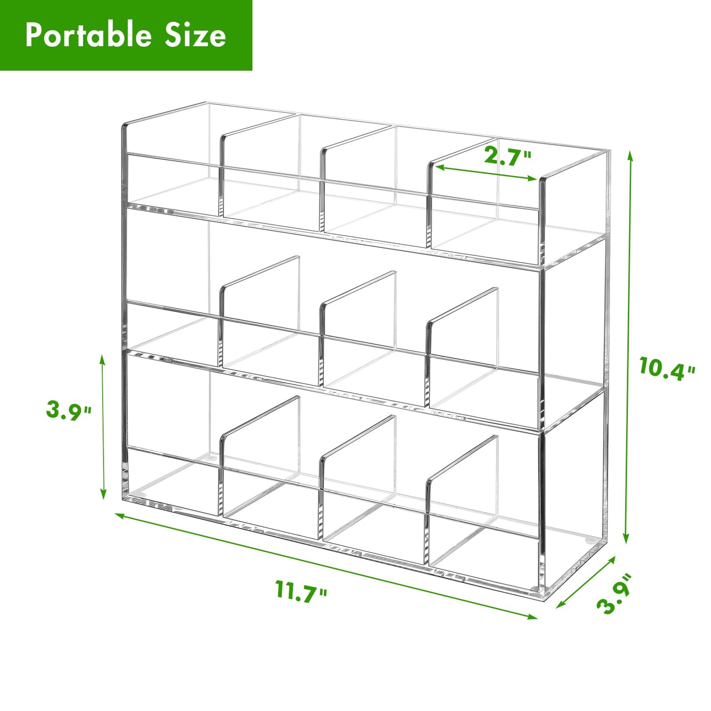 BEYGORM Acrylic Tea Bag Organizer for 216 Tea Packets, No Assembly Required, Display Holder for Countertop, Vertical Tea Bag Caddy for Cabinet, Tea bar Accessories, Teabags Storage Containers
