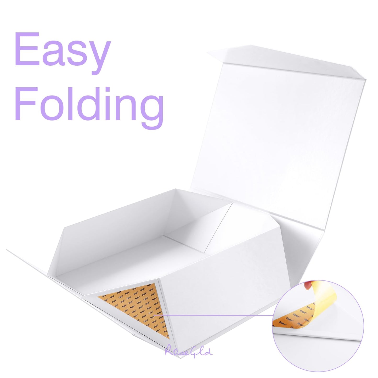 ROSEGLD Extra Large Gift Box 20x16x7.2 Inches, Giant White Magnetic Gift Box with lids for Presents, Bridesmaid Proposal Box (Glossy White)