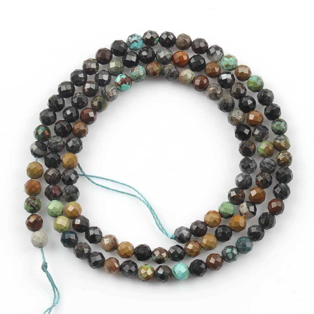 Song Xi 120pcs 3mm Natural African Turquoise Gemstone Beads Faceted Round Loose Stone Beads for Jewelry Making