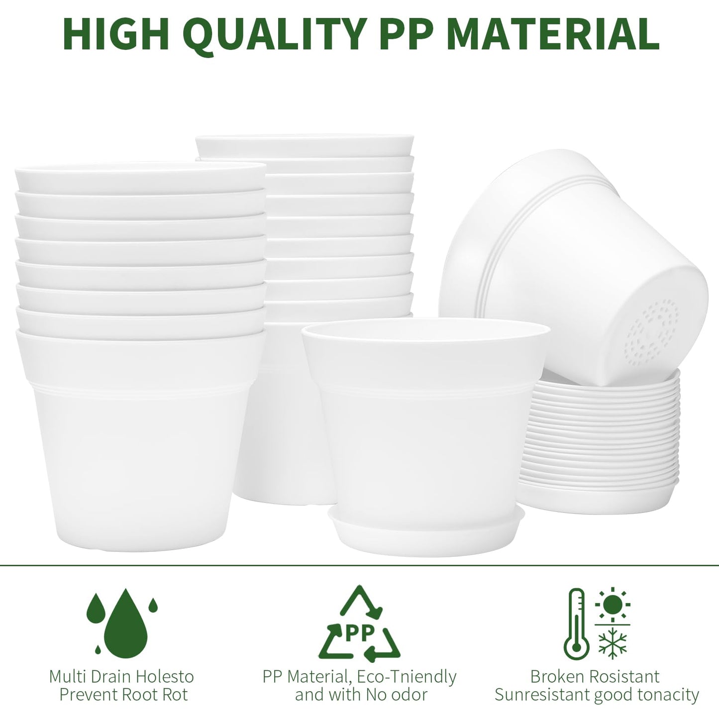 GARDIFE 20 Pack 6 inch Plant pots, planters for Indoor Plants, Flower pots, White