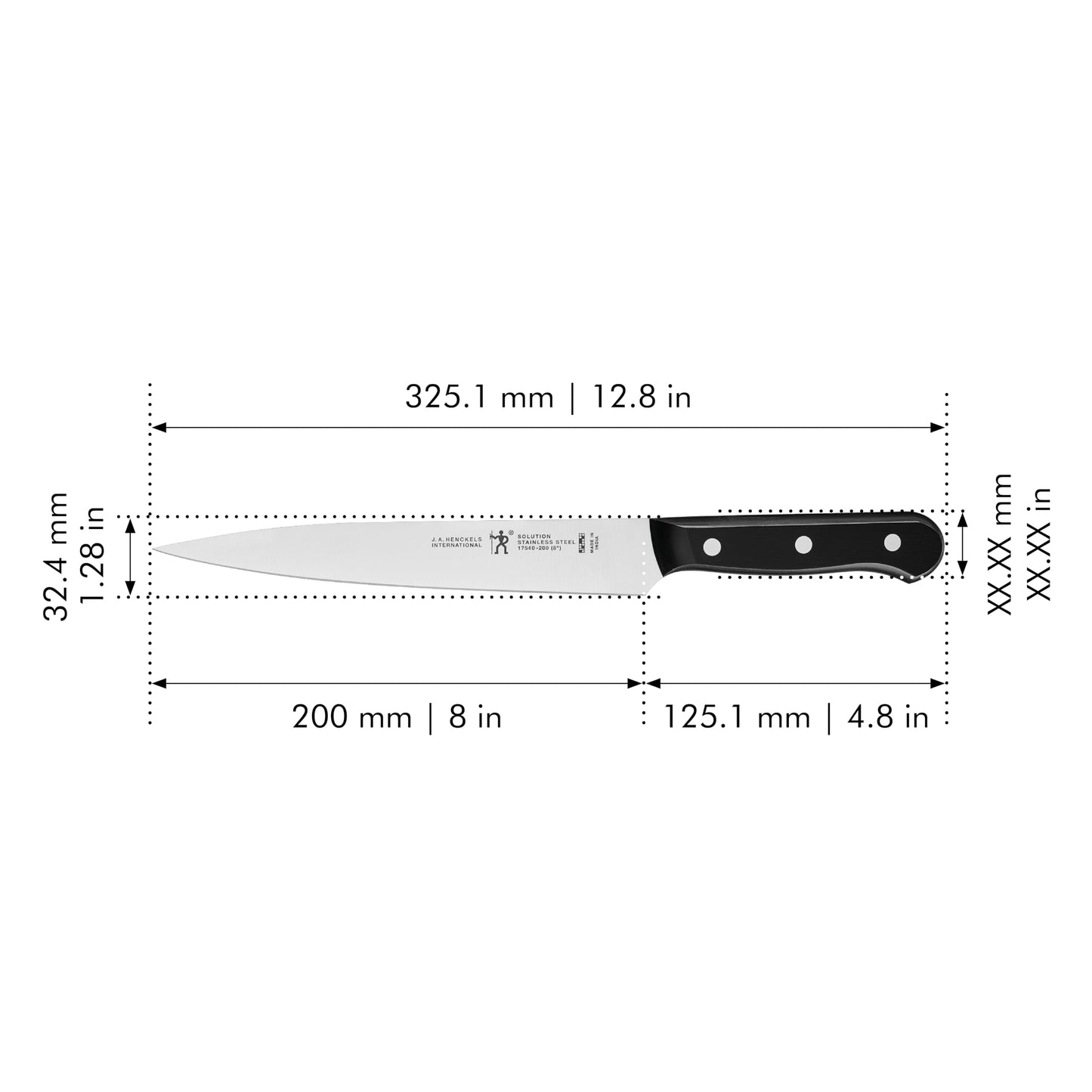 HENCKELS Solution Razor-Sharp 8-inch Carving Knife, German Engineered Informed by 100+ Years of Mastery, Black/Stainless Steel