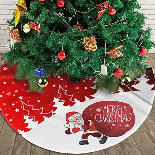 Christmas Tree Skirt Red Xmas Tree Ornaments for White Soft Plush Christmas Tree Mat with Snowy Pattern for Decorations Holiday Party 36 inches