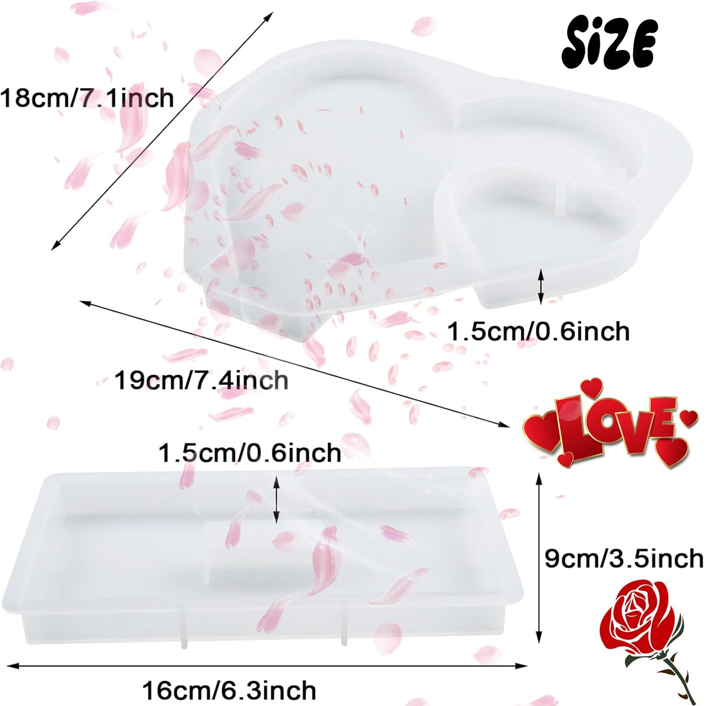 Heart Photo Frame Resin Molds Epoxy Resin Picture Frame Mold Handmade Silicone Mold Resin Casting Molds for DIY Valentine's Day Gifts Ornament Crafts Home Decor Table Decorations