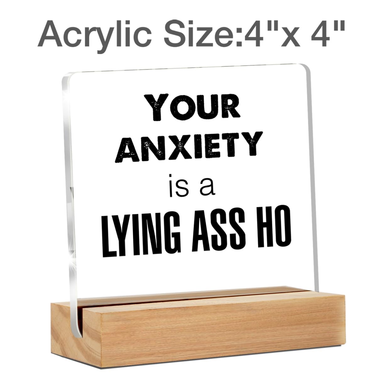 GTGIC Funny Office Desk Sign - Humor Office Decor - Modern Acrylic Sign - 4 x 4 Inches - Clear with Black Text