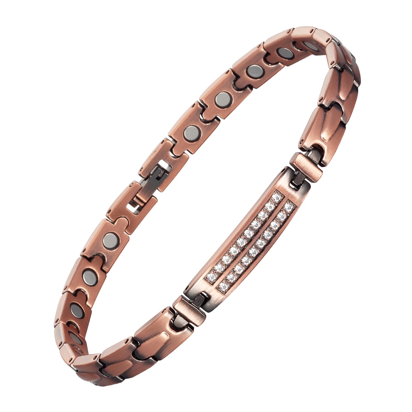 EnerCoppeX Copper Magnetic Bracelet for Women - Crystal Detox Jewelry with 3500 Gauss Magnet (B)