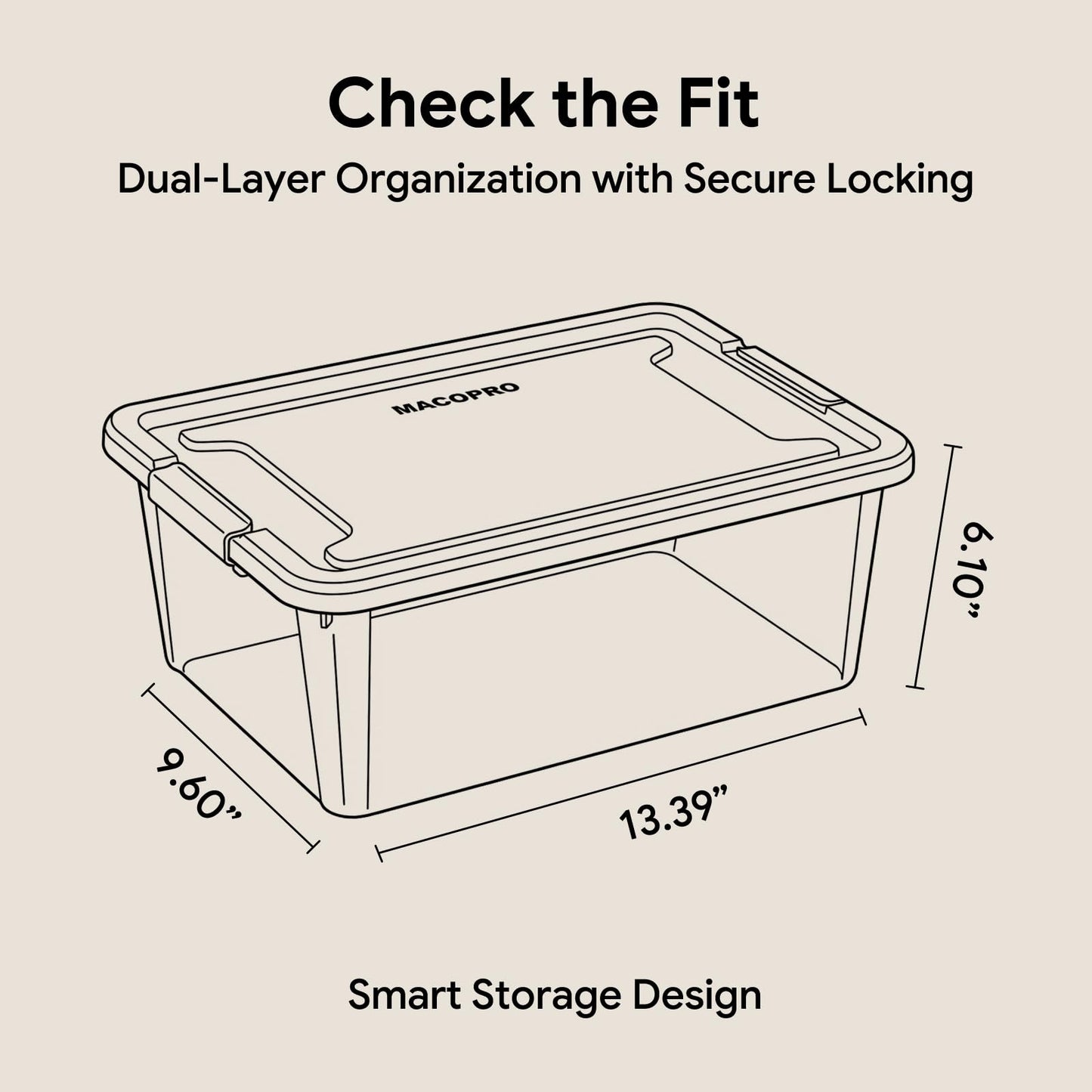 MACOPRO 17QT Craft Storage Box with 2 Removable Caddy Trays, Clear Stackable Plastic Organizer with Lid for Art Supplies, Beads, Sewing Tools, Pens & Kids Toys (White, 1Pack-2-in-1)