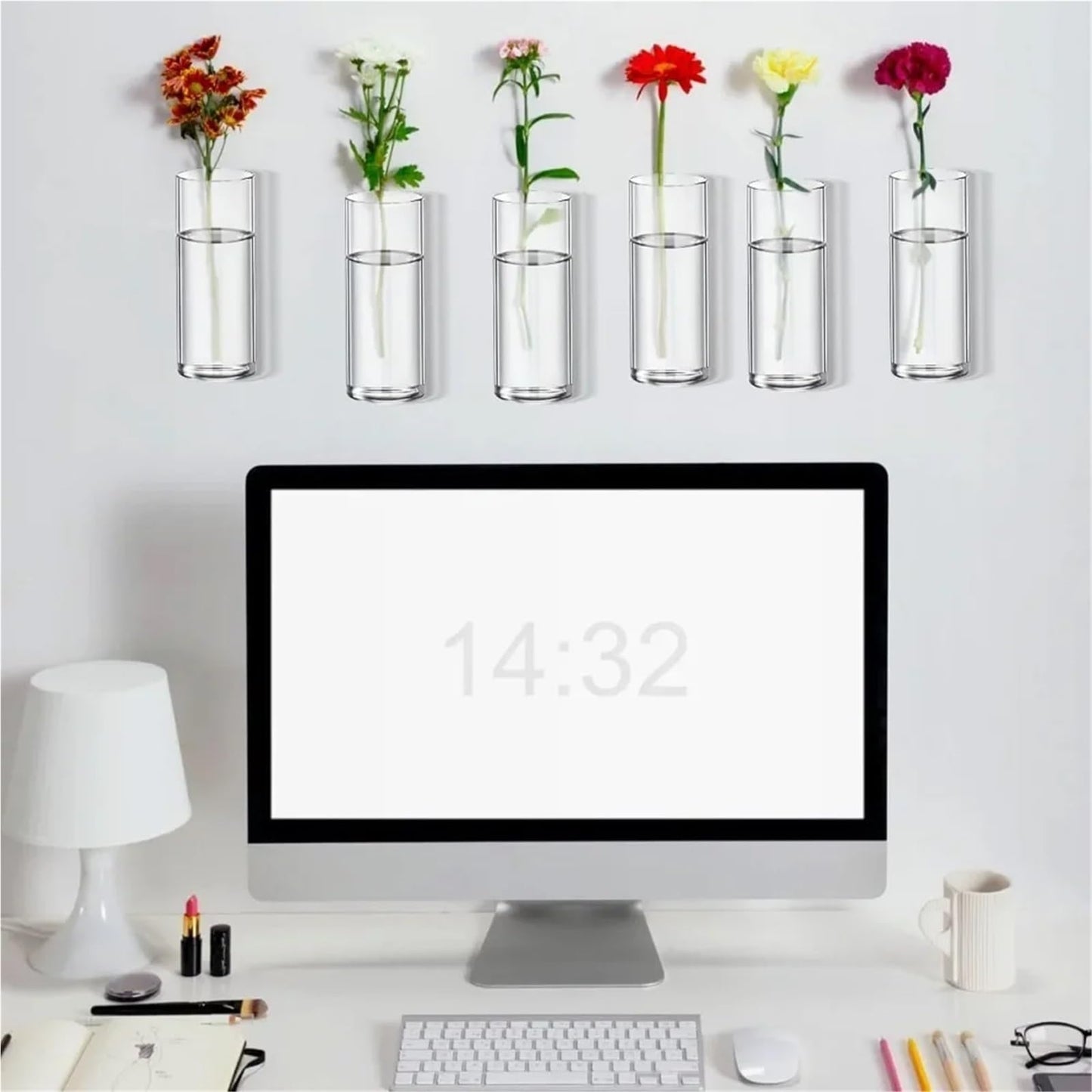 Glass Vase Vase 3Pack Wall Hanging Glass Planters Plant Terrarium Plants Holders Air with Plastic Invisible Traceless Hangers(3Pcs Small)