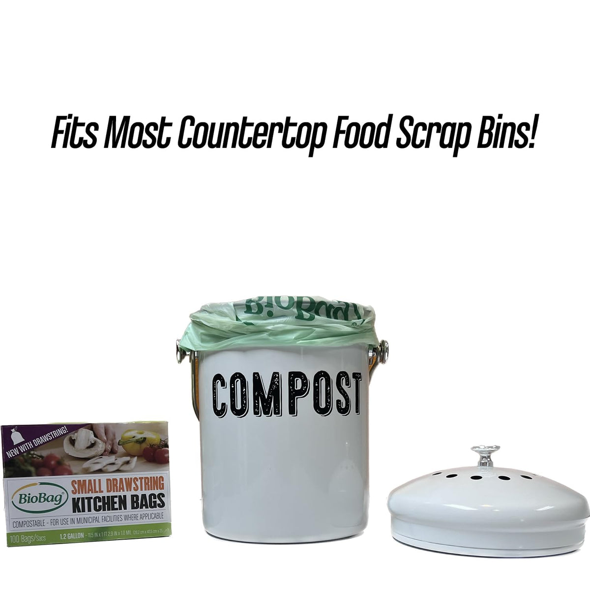 1.2 Gallon Compostable Drawstring Food Scrap Bags by BioBag (80 Count)