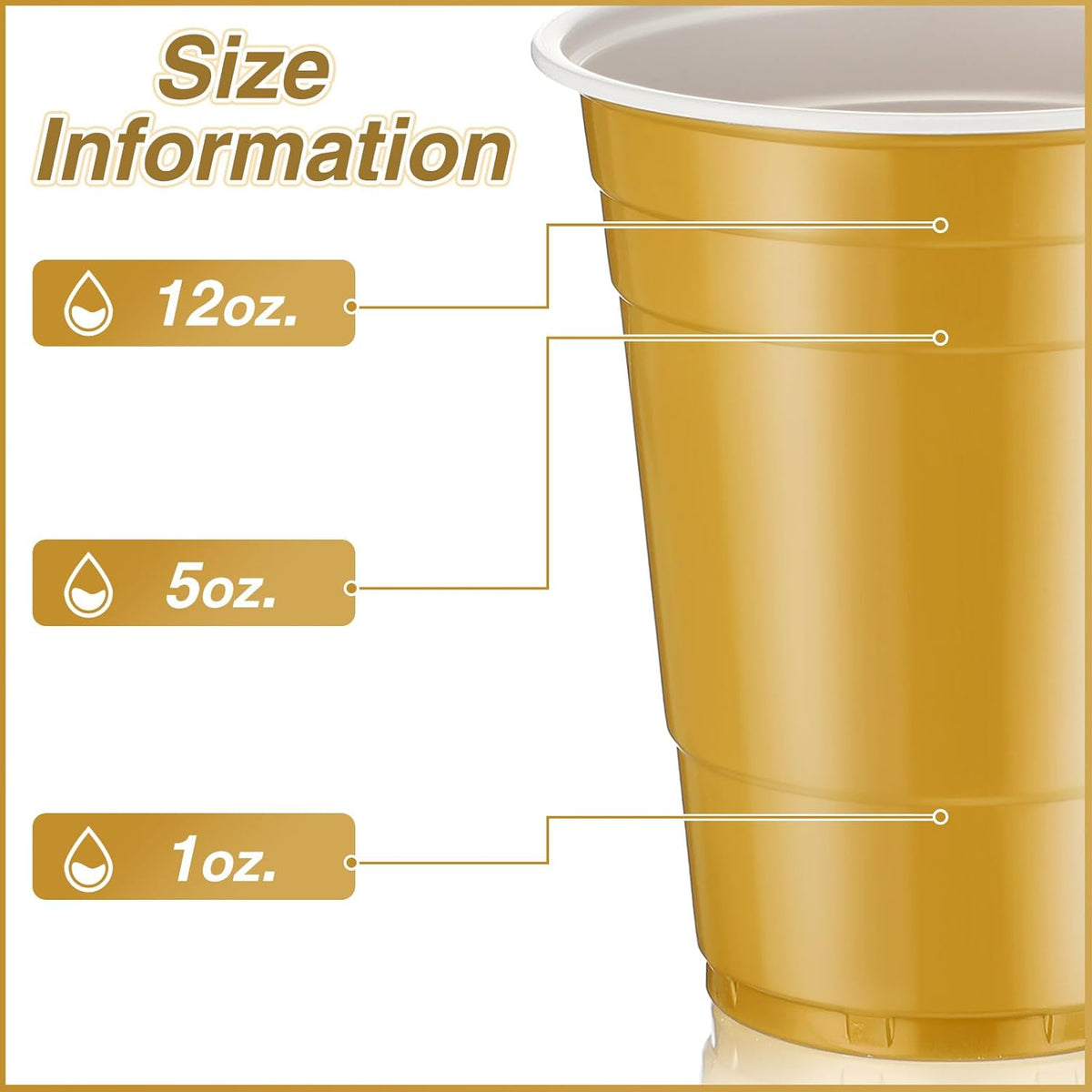 Lounsweer 100 Pack 16 Ounce Christmas Plastic Party Cups Disposable Heavy Duty Drinking Water Cups for Holiday Christmas Festival Wedding New Year Birthday Party Supplies(Black, Gold)