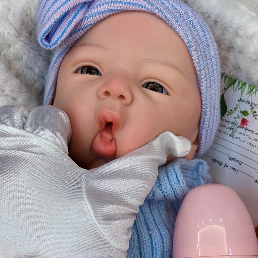 Abenduot 18inch 6.2lbs Full Body Soft Solid Silicone Baby Dolls Can Open Mouth Lifelike Handmade Painted Newborn Girl Doll Anatomically Correct