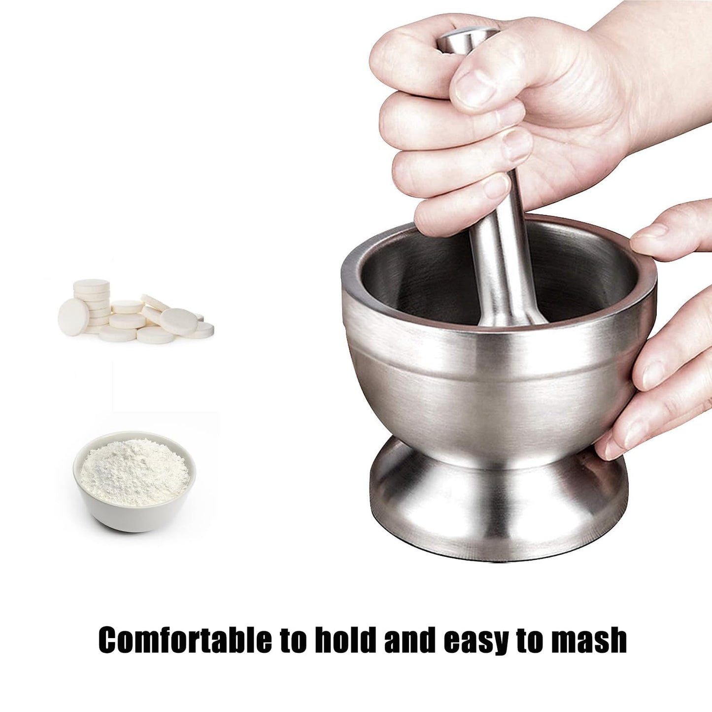 VABX-Purple Stainless Steel Mortar and Pestle Set with Lid and Anti Slip Base for Spice Medicine Grinder Coffee Bean Crusher(Small)