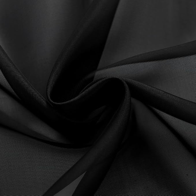SpaceDresser Black Sheer Curtains 4 Panels Rod Pocket Semi-Sheer Curtain 63 Inches Long Light Filtering Voile Window Drapes for Bedroom Living Room Kitchen, Each 52W x 63L