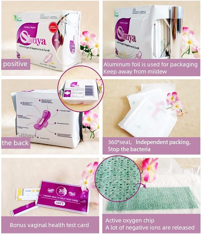 SHUYA Ultral Thin Patented Anion Pads for Women with Wings, Aluminum foil Package Super Absorbency,Mint Herbal Scented, Size 245mm-50Coun(Pack of 5)