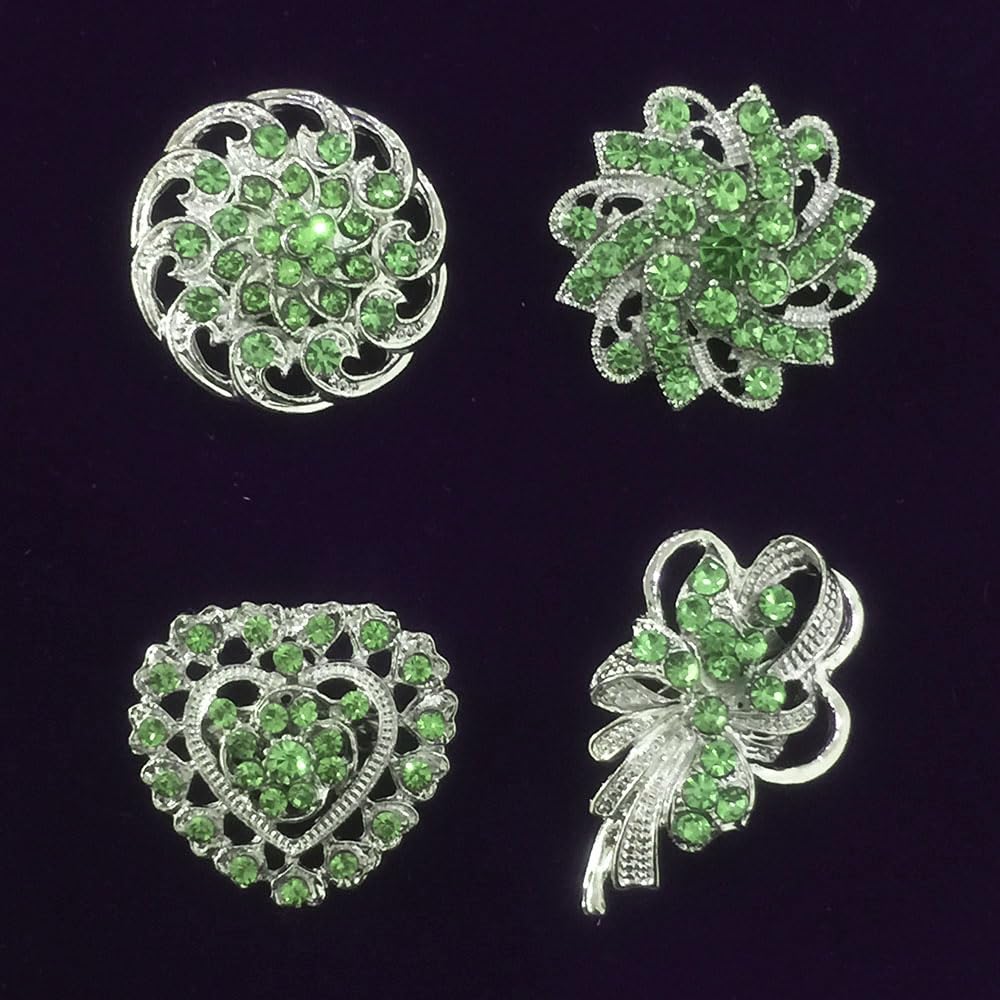 Ezing Lot 24pc Shining Rhinestone Crystal Brooches Pins DIY Wedding Bouquet Kit (F)