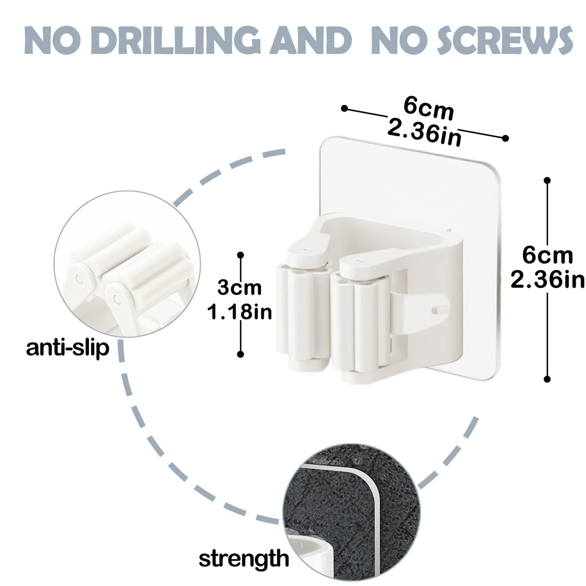 8 Pack Self Adhesive Broom Holder Wall Mount (8 Count)