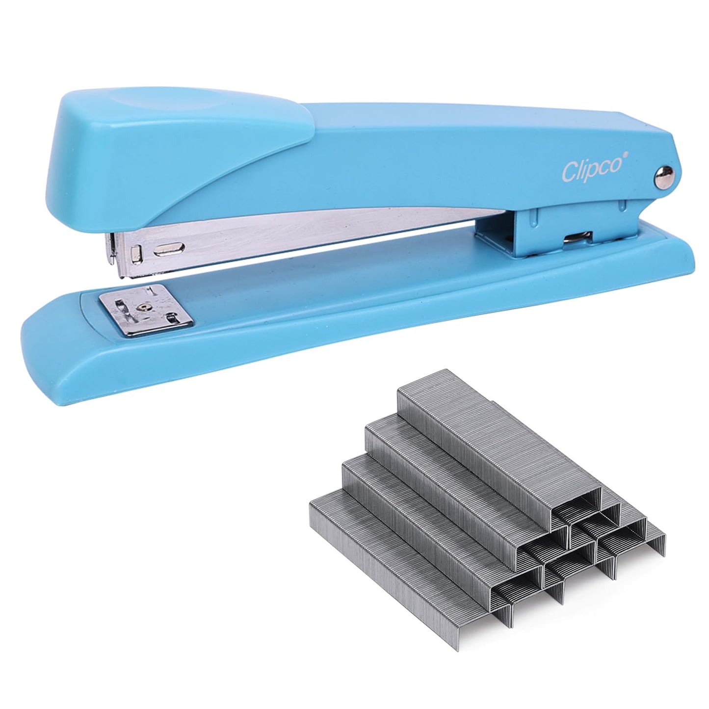 Clipco Stapler with 2000 Staples Full Desk Size Multi Color Red Gray Blue (Pack of 6)
