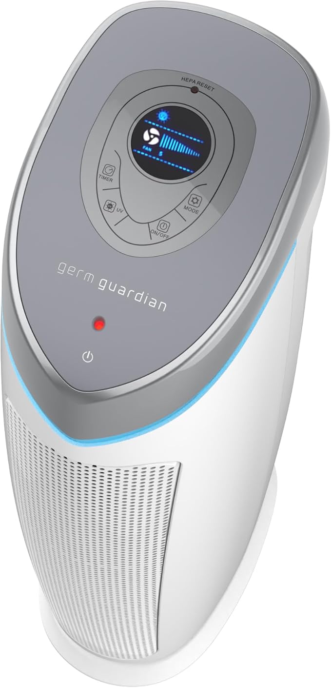 GermGuardian Air Purifier with Genuine HEPA 13 Pet Pure Filter, Removes 99.97% of Pollutants, Covers Large Rooms up to 915 Sq. ft. in 1 Hour, UV-C Light Helps Reduce Germs, 28", White, AC5250WPT