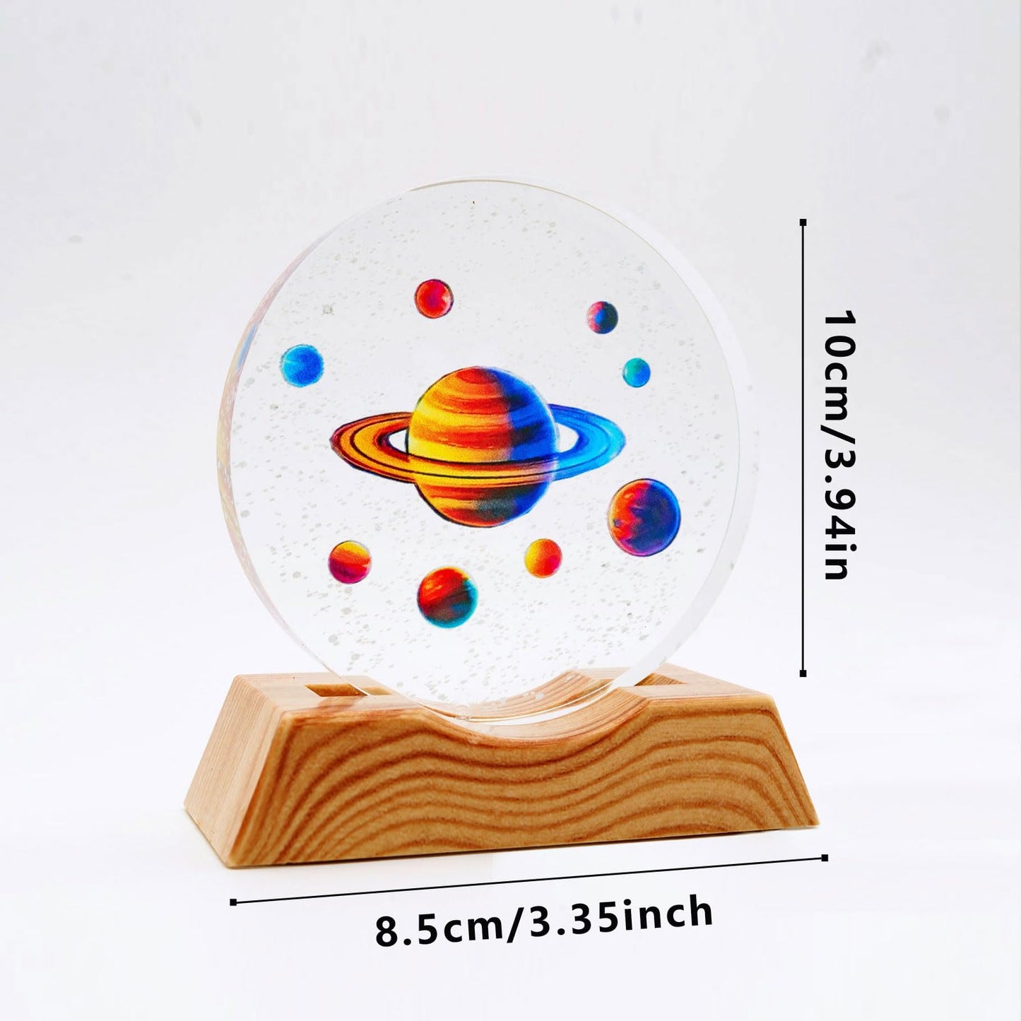 BJSYLTEK 3D Crystal Space Night Light, Saturn Planetary Galaxy Lamp for Kids & Space Lovers, LED Cosmic Decor Nightlight as Astronaut Gift for Bedroom/Desk（10cm/3.94in）