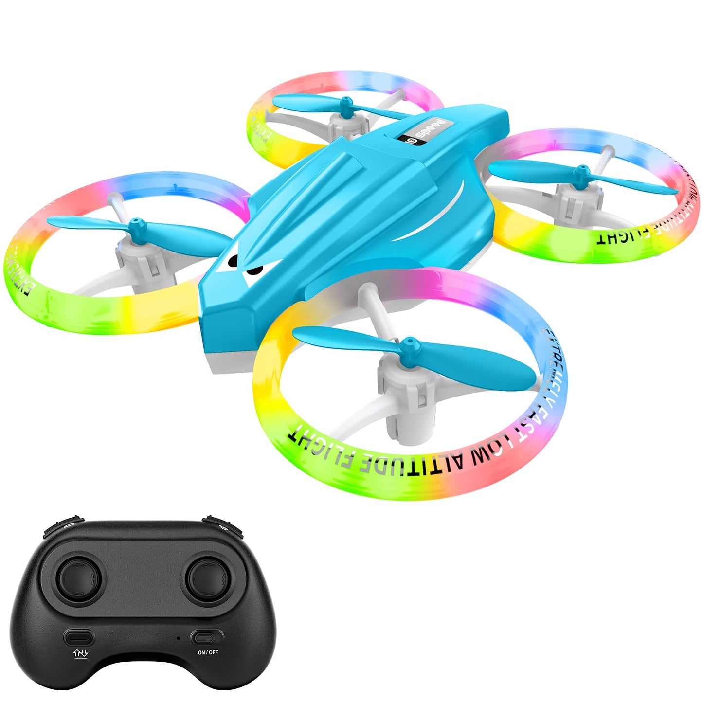 Drone for Kids with LED Light | Lisoco Indoor RC Drone with 360 Flip | 2 Batteries | Easy to Fly Mini Drone for Boys Girls Beginners | Flying Toy Gift (Light Blue)