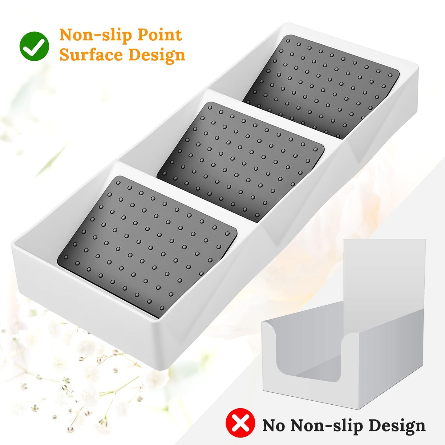 2 Pcs Spice Drawer Organizer, 3 Tier Non-Slip Silicone Seasoning Jars Drawer Insert, Spice Rack Organization for Cabinet, Making up Organizer, Bottle Rack,Bottles Holder,Spice Bottle Organizer