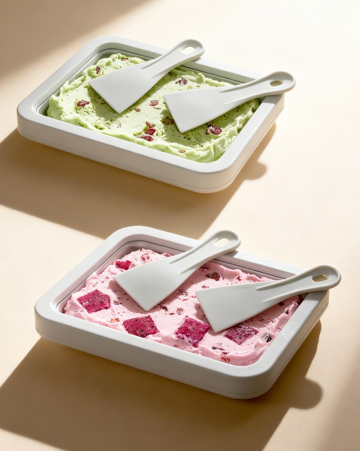 Rolled Ice Cream Maker Kit with Lid, 2 Spatulas & Recipe Guide - Instant Freeze Tray for Homemade Roller Ice Cream, Fun Family Activities (Green)