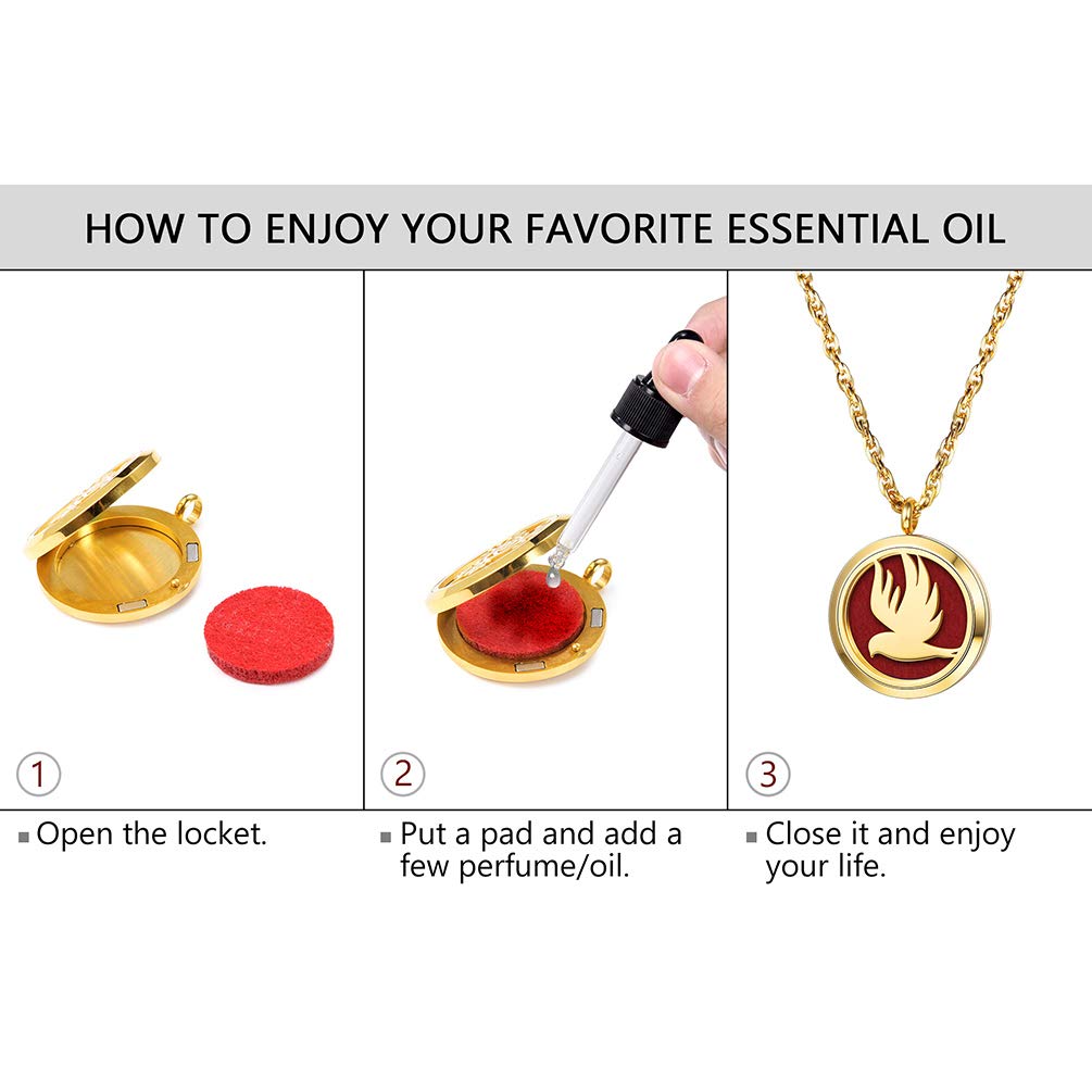 Personalized Customize Essential Oil Diffuser Locket Aromatherapy Diffuser Pendant 18K Real Gold Plated 30mm Round Aromatherapy Womens Jewelry