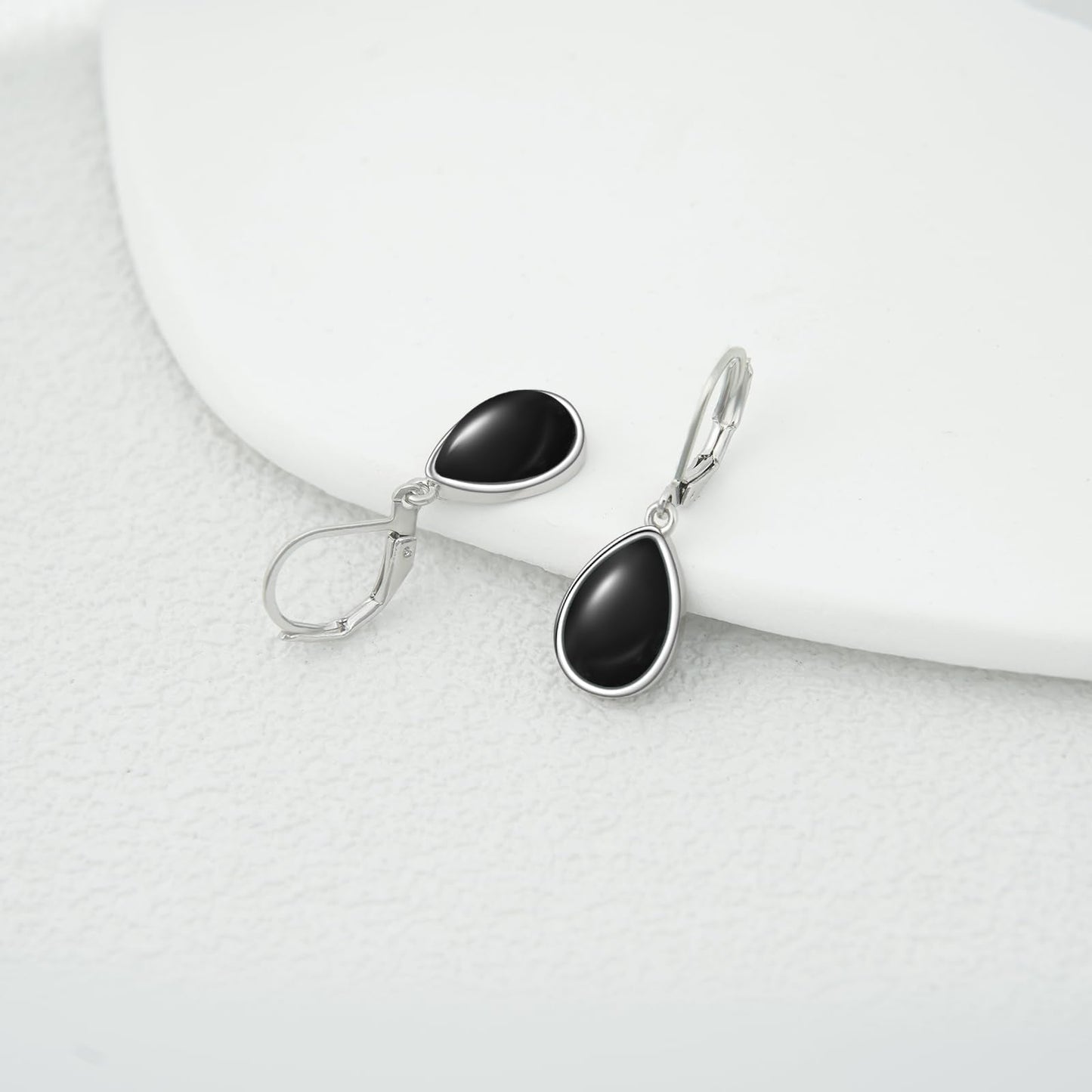 TALYKONG Black Onyx Earrings for Women Teardrop Leverback Dangle Earrings for Women (black onyx earrings)