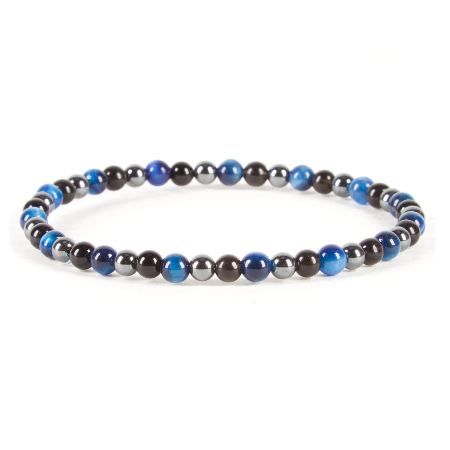 Cherry Tree Collection - Small, Medium, Large Sizes - Gemstone Beaded Bracelets For Women and Men - 4mm Round Beads (Triple Protection Blue - Small)