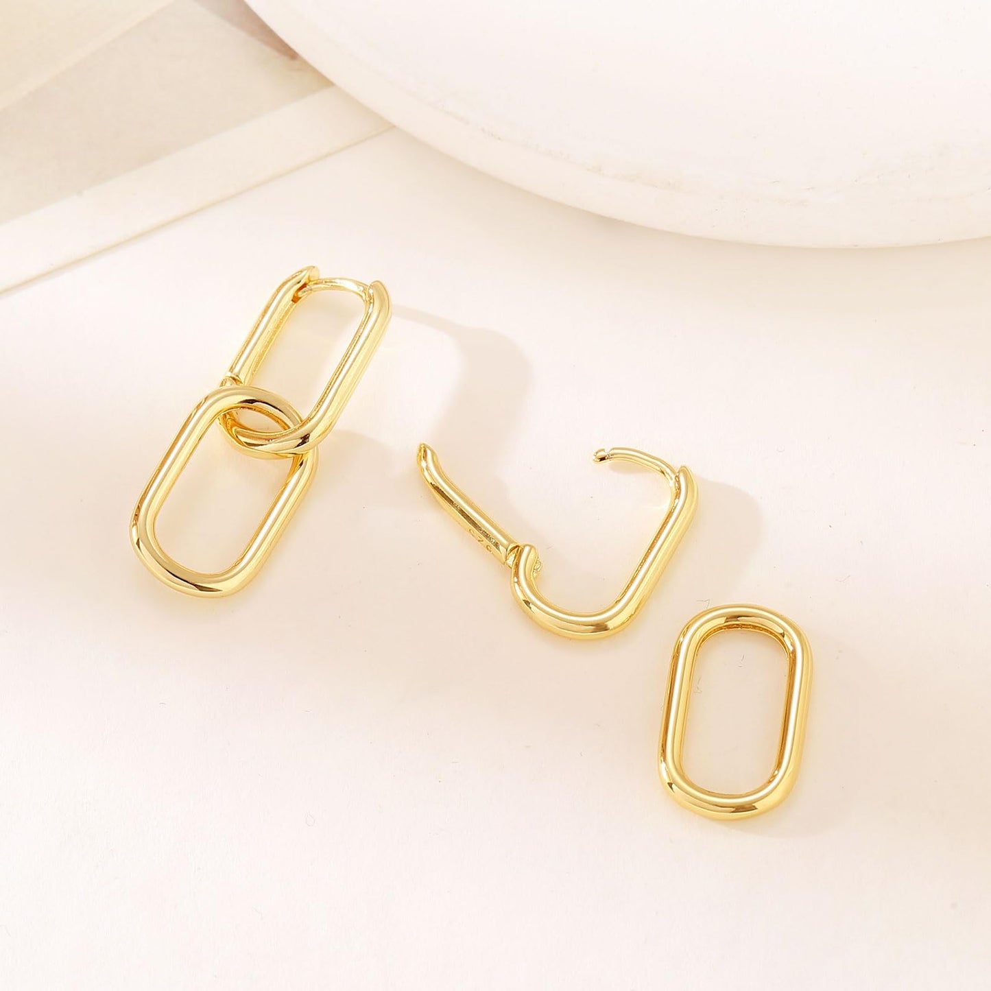 Gold Link Drop Earrings for Women 14K Gold Statement Earrings Paperclip Link Earring Hoops